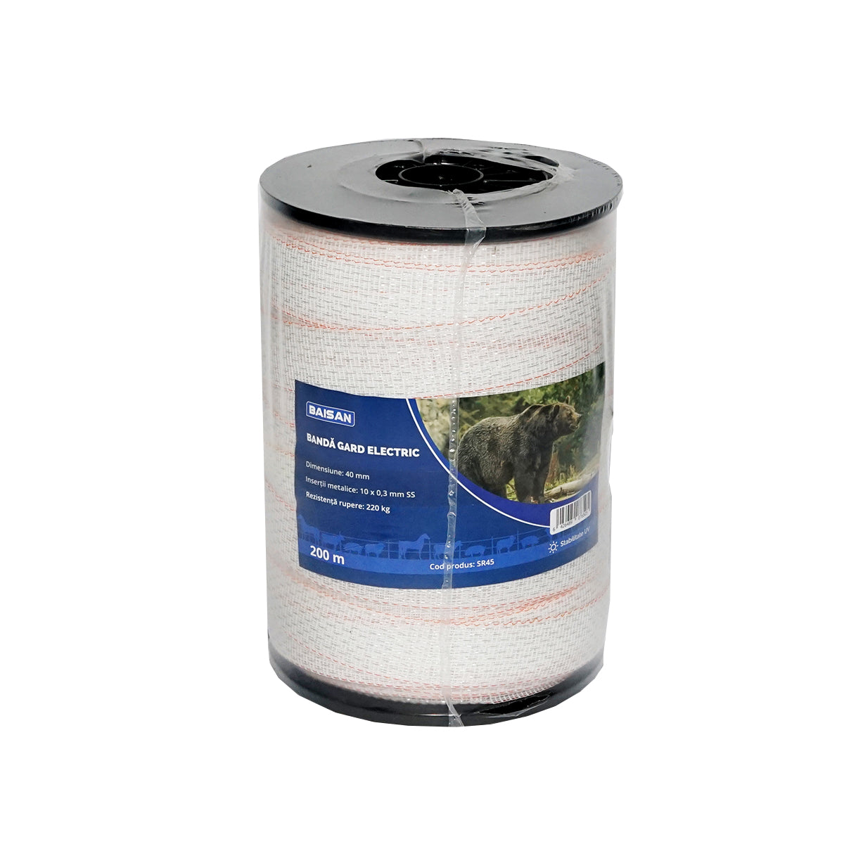 Rola banda alb portocaliu latime 40mm 10x0.3mm ss lungime 200m gard electric baisan dissr45 – 40mm – 40m – imagine 1