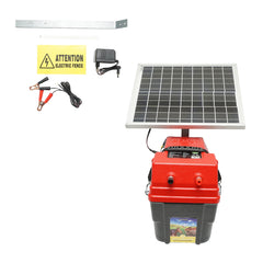 Aparat generator de impulsuri 6.9 Joule 12–220V cu baterie 12V/14Ah și panou solar 20W BT117 – generator gard electric, imagine 1