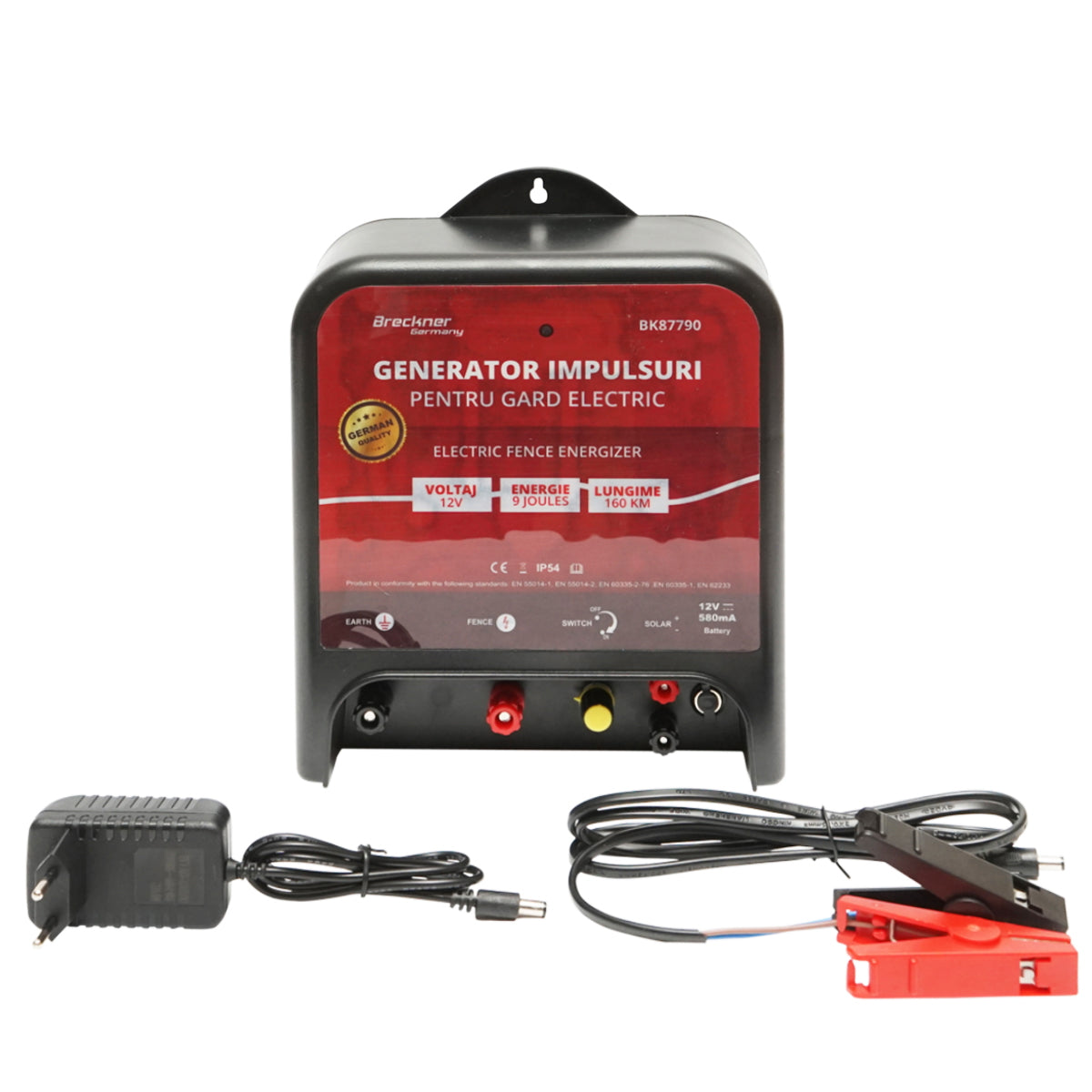Aparat generator impulsuri DC 12/220V, 9 Joule, 160km pentru gard electric Breckner Germany BK87790 – generator gard electric, imagine 1