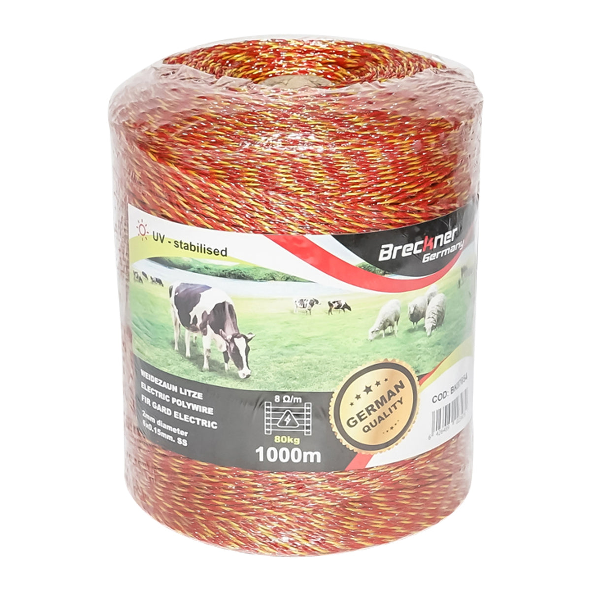 Rola fir galben rosu Ø 2 mm. 6x0.15mm. ss 1000m gard electric breckner germany bk87654 – 2mm – 1000m – imagine 1