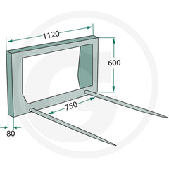 Furca Transport Baloti cu 2 Tepi (1100 mm), Prindere EURO - Capacitate 700 kg | Granit Parts