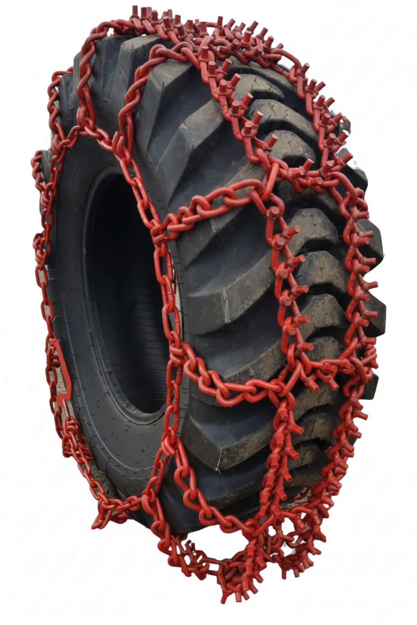 Set 2 Plasă Lanț Antiderapant 13 mm cu Ghinturi Tractor Forestier (18.4-26) - Transport Gratuit