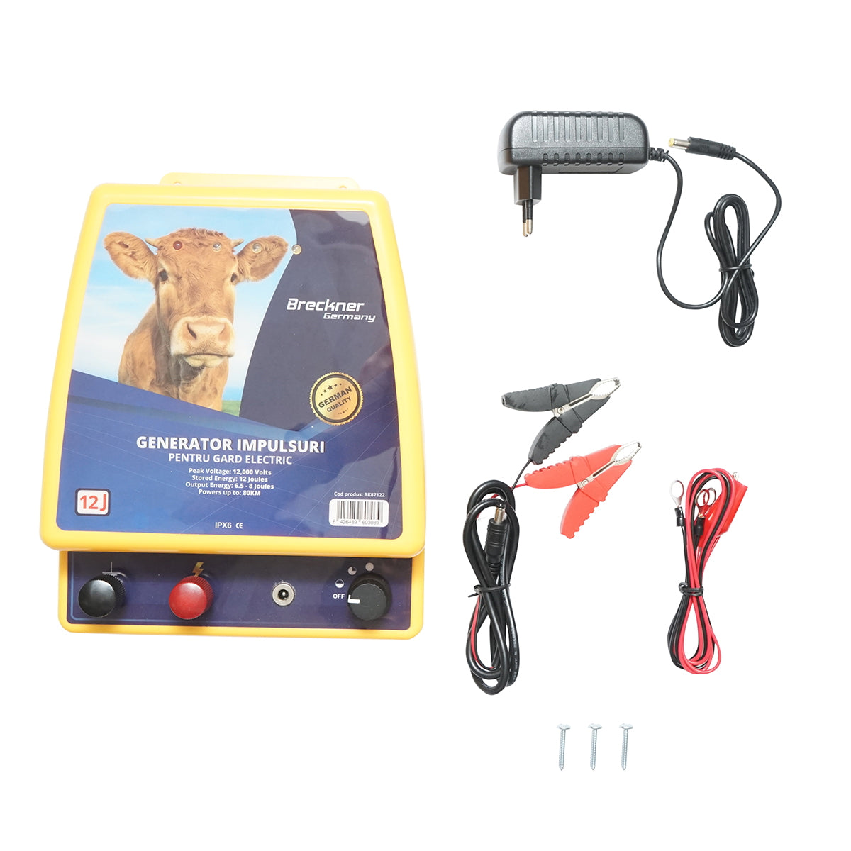 Aparat generator de impulsuri 12 Joule pentru gard electric 12V/220V Breckner Germany BK87122 – generator gard electric, imagine 1