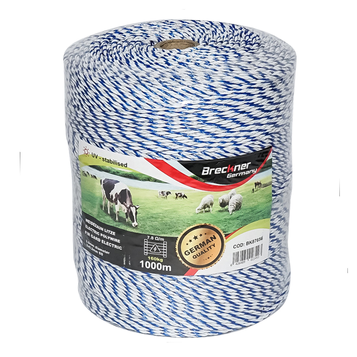 Rola fir alb albastru Ø 3 mm. 3x0.2mm. ss 1000m gard electric breckner germany bk87656 – 3mm – 1000m – imagine 1